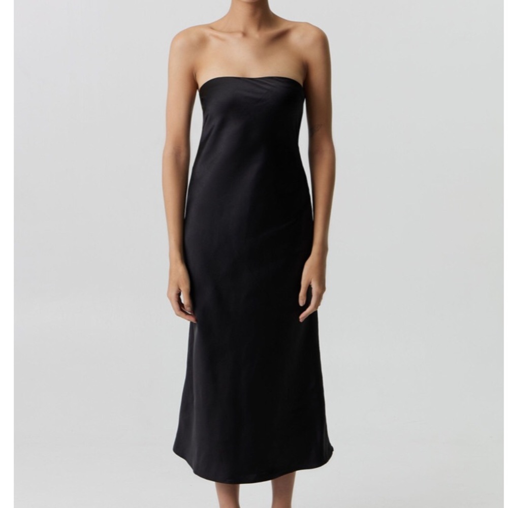 Third Form‎ SATIN TIE BACK STRAPLESS MIDI | BLACK 8